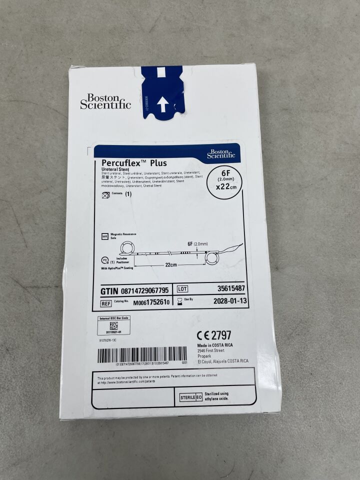 175261  -  BOSTON SCIENTIFIC  -  Percuflex Plus Ureteral Stent - 6Fr x 22cm , ( BX/1 )  -  ( Expiry Date : 2028-01-13 )