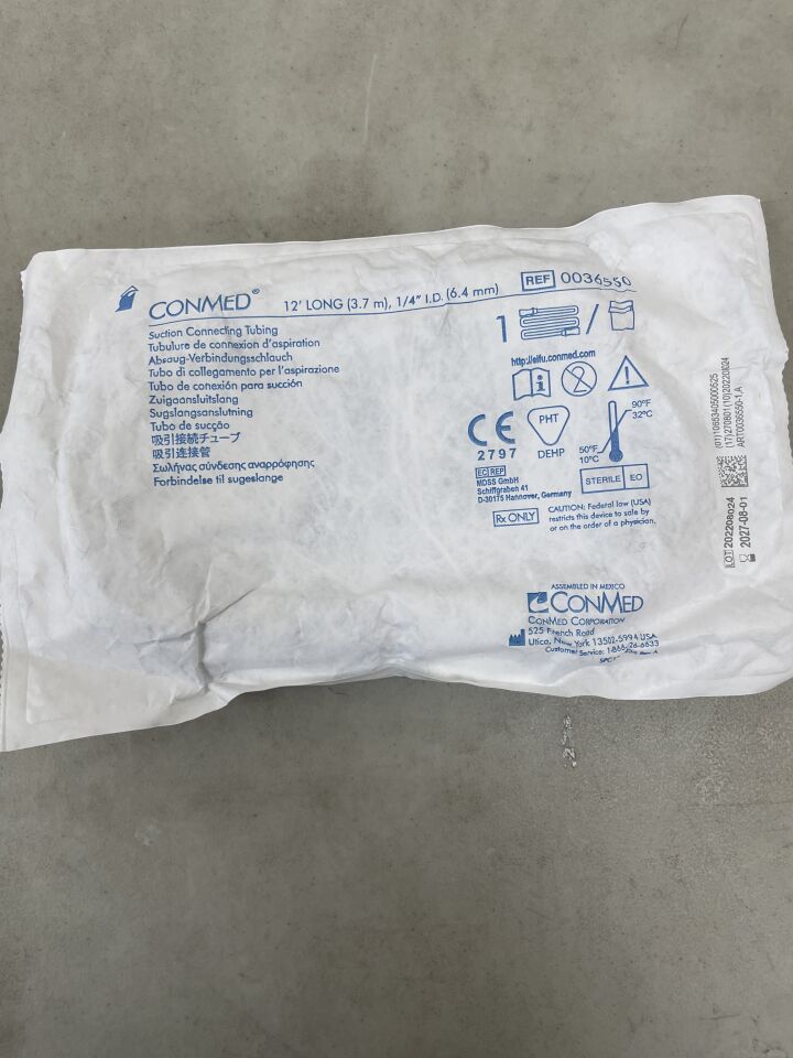 36550 - CONMED - Suction Connecting Tubing, 12 ft. L x 1/4 in. ID, (EA) - ( Expiry Date: 2027-08-01 )