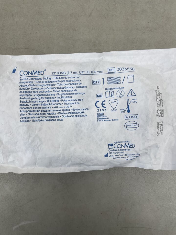 36550 - CONMED - Suction Connecting Tubing, 12 ft. L x 1/4 in. ID, (EA) - ( Expiry Date: 2029-05-22 )