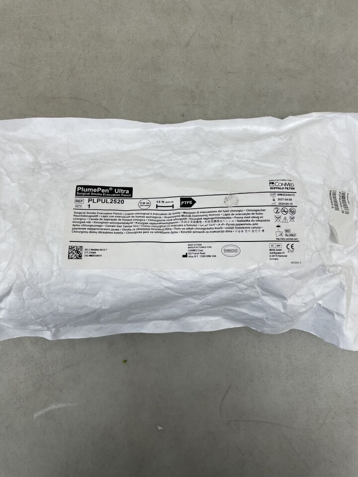 PLPUL2520 - CONMED - Buffalo Filter PlumePen Ultra Surgical Smoke Evacuation Pencil 15', (EA) - ( Expiry Date: 2027-04-09 )