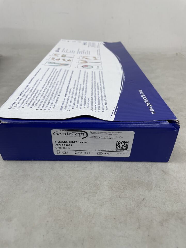509001 - CONVATEC - GentleCath Urinary Catheter with Water Sachet, Tiemann, 14CH x 15.7", (BX/30) - ( Expiry Date: 2026-10-01 )