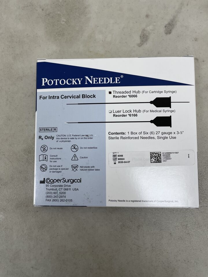 6066 - COOPER SURGICAL - Potocky Needle, 27G, (BX/6) - ( Expiry Date: 2030-04-07 )