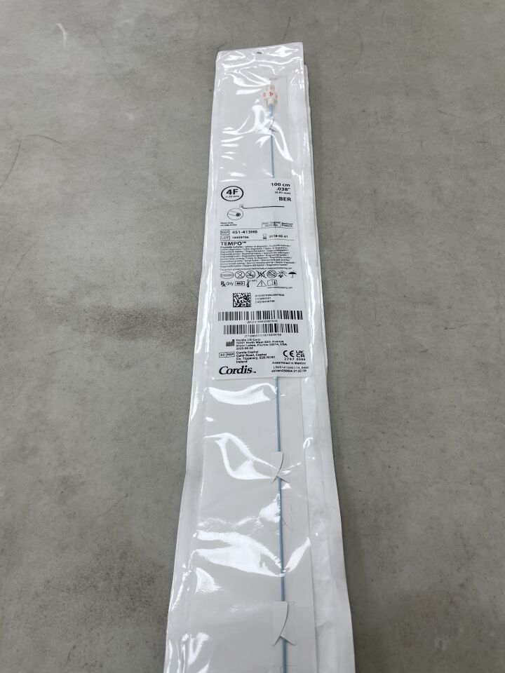 451-413H0 - CORDIS - Tempo 4 Angiographic Catheter - BER - 4Fr x .038" x 100cm, (EA) - ( Expiry Date: 2028-05-31 )