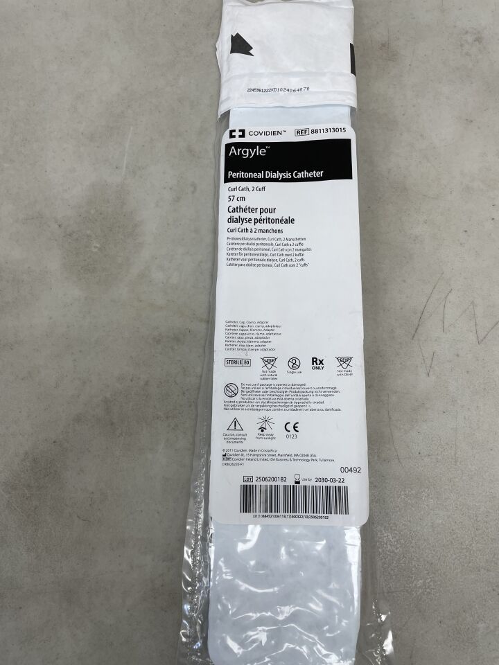 8811313015  -  COVIDIEN  -  Argyle Curl Cath Peritoneal Catheter, 2 Cuff, Curled, 57 cm , ( EA )  -  ( Expiry Date : 2030-03-22 )