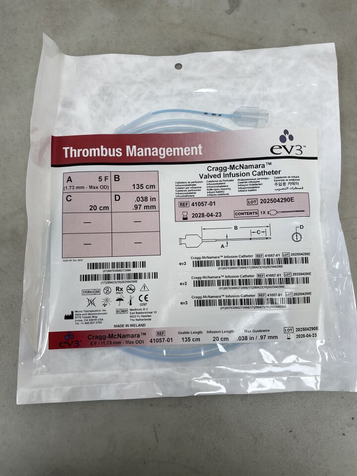 41057-01 - EV3 - Cragg-McNamara Valved Infusion Catheter, 5F x 135cm x 20cm x .038", (EA) - ( Expiry Date: 2028-04-23 )