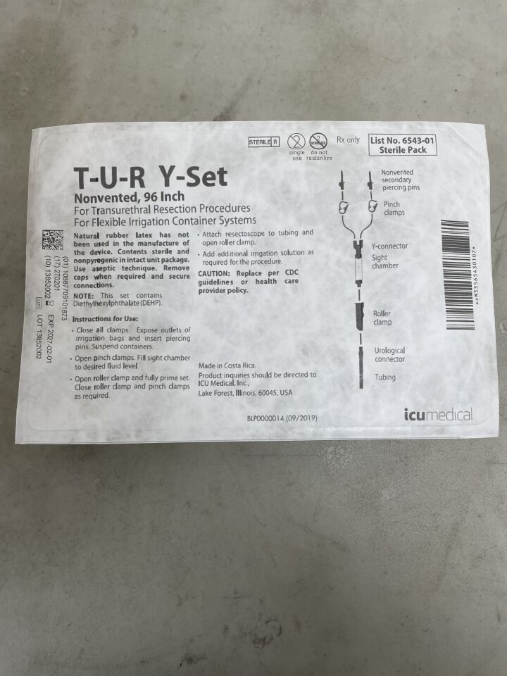 6543-01 - ICU MEDICAL - T-U-R Y-Set, Nonvented, 96", (EA) - ( Expiry Date: 2027-02-01 )