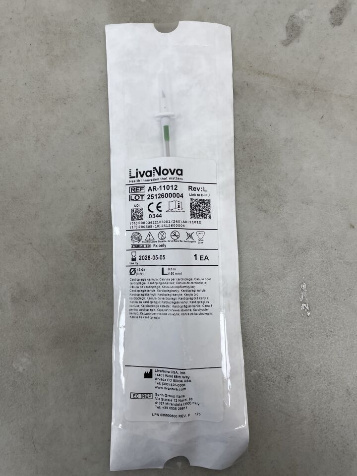 AR-11012 - LIVANOVA - Cardioplegia Cannulae, Antegrade Aortic Root, with and without Vent Line, 12 Ga, (EA) - ( Expiry Date: 2028-05-05 )
