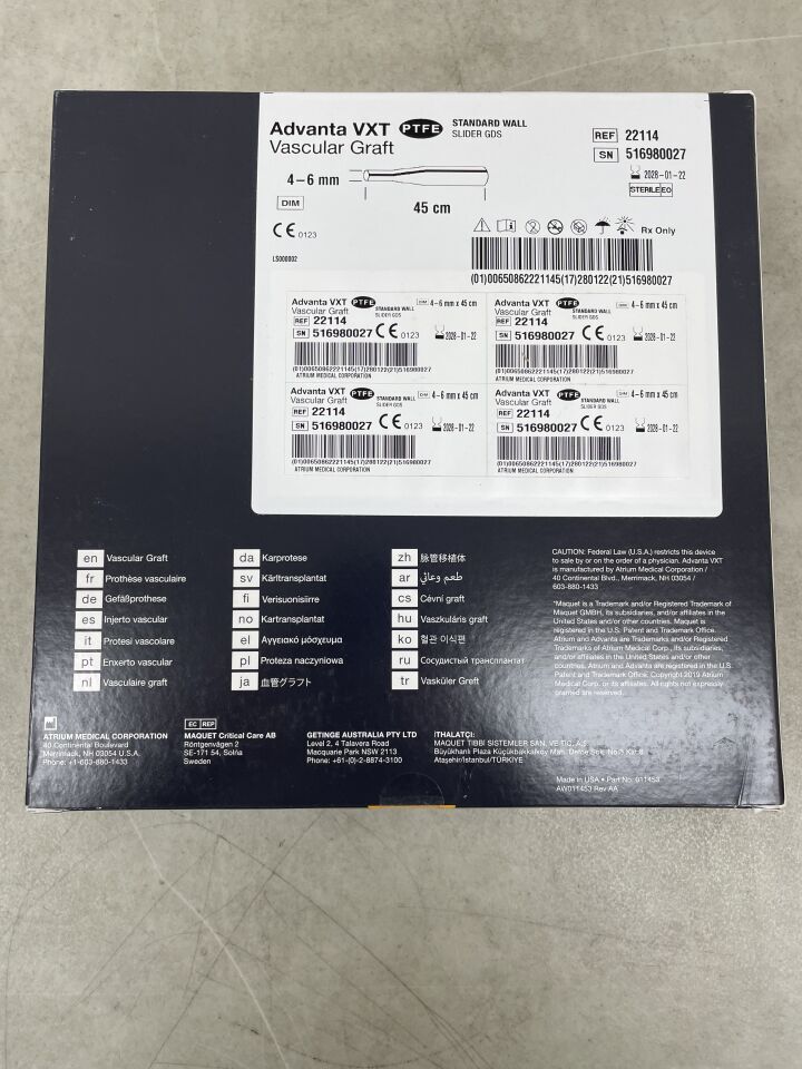 22114 - MAQUET - Advanta VXT ePTFE Vascular Graft, 2 Layer Reinforced, Standard Wall, 4-6mm x 45cm, (BX/1) - ( Expiry Date: 2028-01-22 )