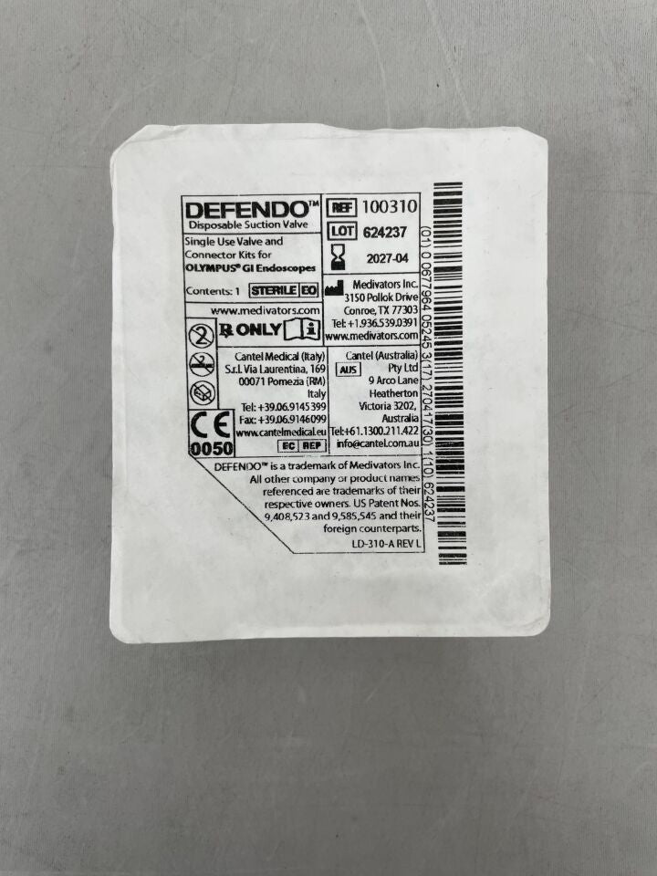 100310 - MEDIVATORS - Defendo Air/Water, Suction, Biopsy Valve and Auxiliary Water Jet Connector Kit for Olympus, (EA) - ( Expiry Date: 2027-04-17 )
