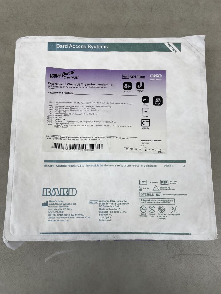5618000 - BARD - PowerPort ClearVue Slim Implantable Port 8F, (EA) - ( Expiry Date: 2025-03-31 )