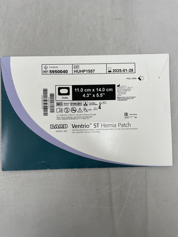5950040 - BARD - Mesh Ventrio ST Hernia Patch, Medium Oval 11cm x 14cm, (BX/1) - ( Expiry Date: 2025-12-28 )