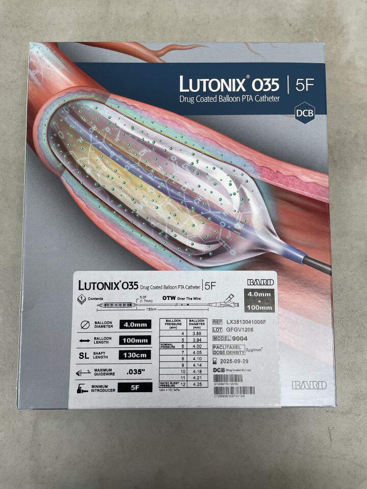 LX3513041005F - BARD - LUTONIX 035 Drug Coated Balloon PTA Catheter - 5Fr x 4mm x 100mm x 130cm, (BX/1) - ( Expiry Date: 2025-09-29 )