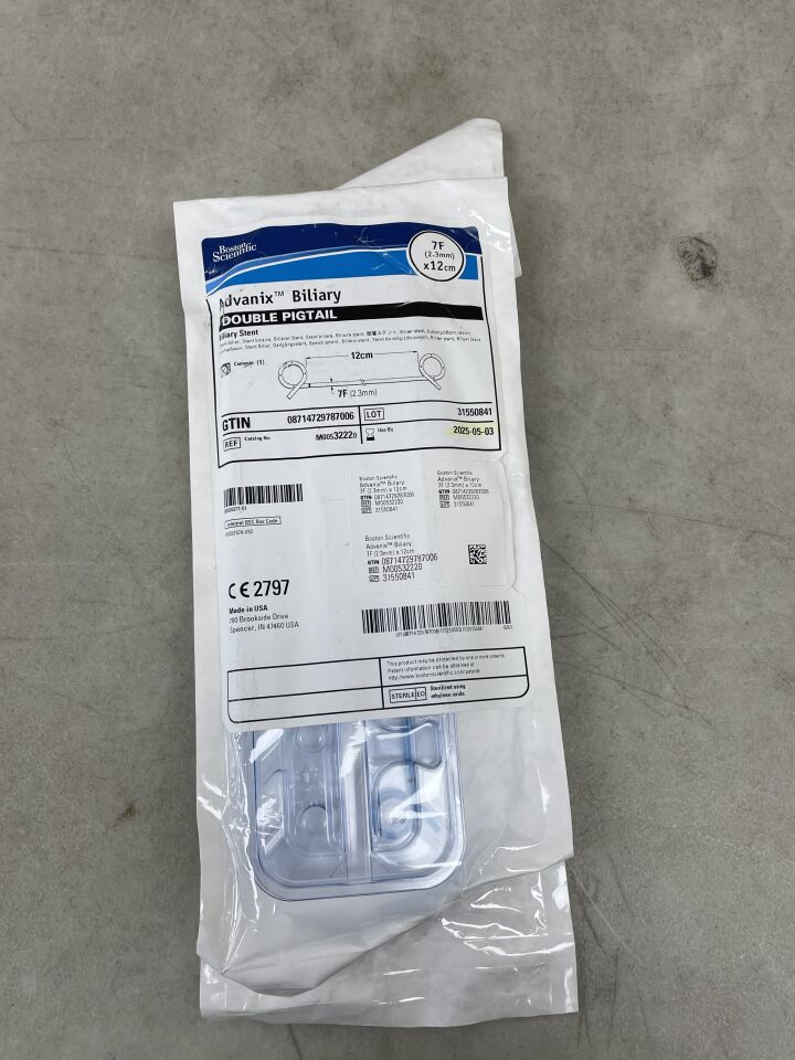3222 - BOSTON SCIENTIFIC - Advanix Biliary Stent - Double Pigtail - 7Fr x 12cm, (EA) - ( Expiry Date: 2025-10-30 )