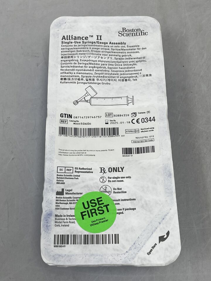 5060 - BOSTON SCIENTIFIC - Alliance II Single-Use Syringe Gauge Assembly, (EA) - ( Expiry Date: 2025-09-14 )