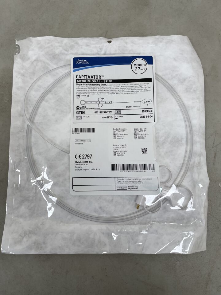 6232 - BOSTON SCIENTIFIC - Captivator Single-Use Polypectomy Snare - Medium Oval/Stiff - 27mm x 240cm, (EA) - ( Expiry Date: 2025-08-04 )