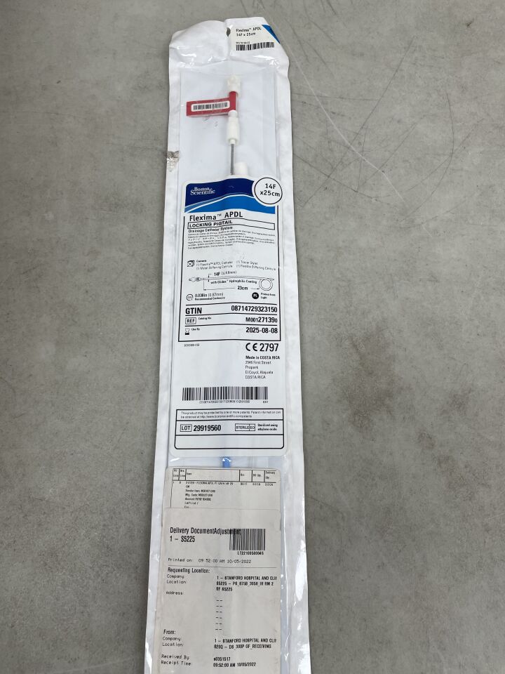 27139 - BOSTON SCIENTIFIC - Flexima APDL Drainage Catheter System - Locking Pigtail - 14Fr x 25cm, () - ( Expiry Date: 2025-08-08 )