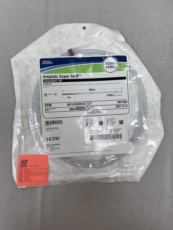 46525 - BOSTON SCIENTIFIC - Amplatz Super Stiff Guidewire - Straight Tip - .035" x 180cm, (EA) - ( Expiry Date: 2025-11-29 )