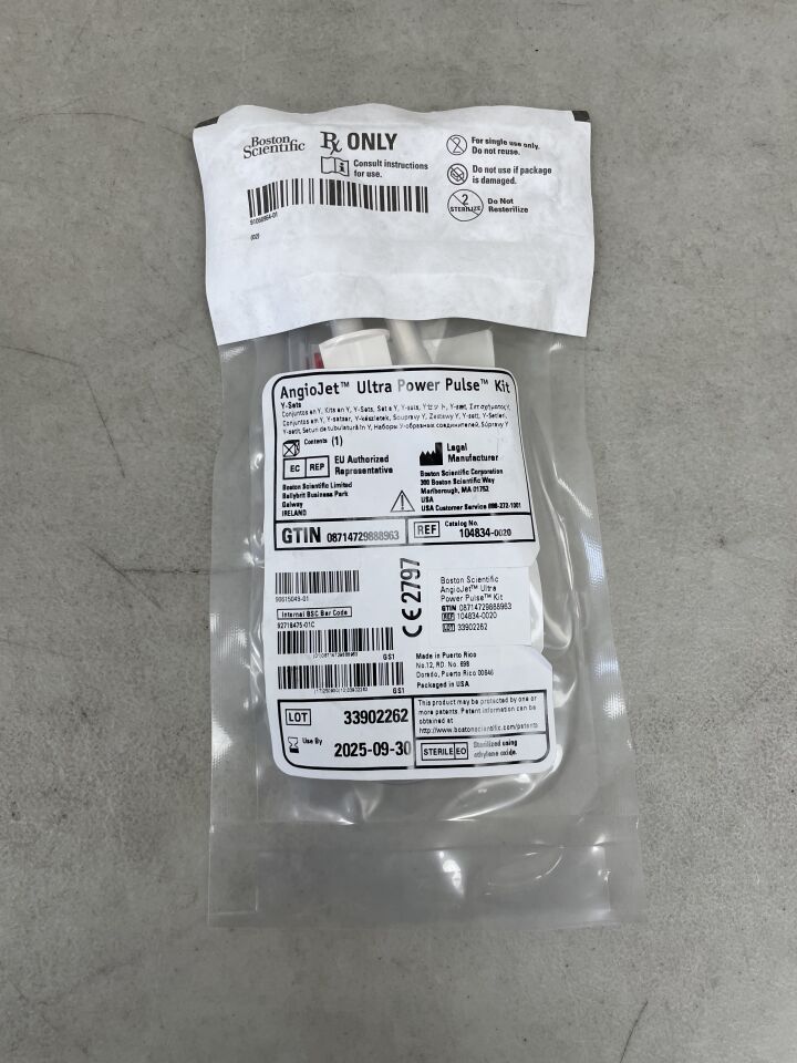 104834 - BOSTON SCIENTIFIC - AngioJet Ultra Power Pulse Kit, (EA) - ( Expiry Date: 2025-09-30 )