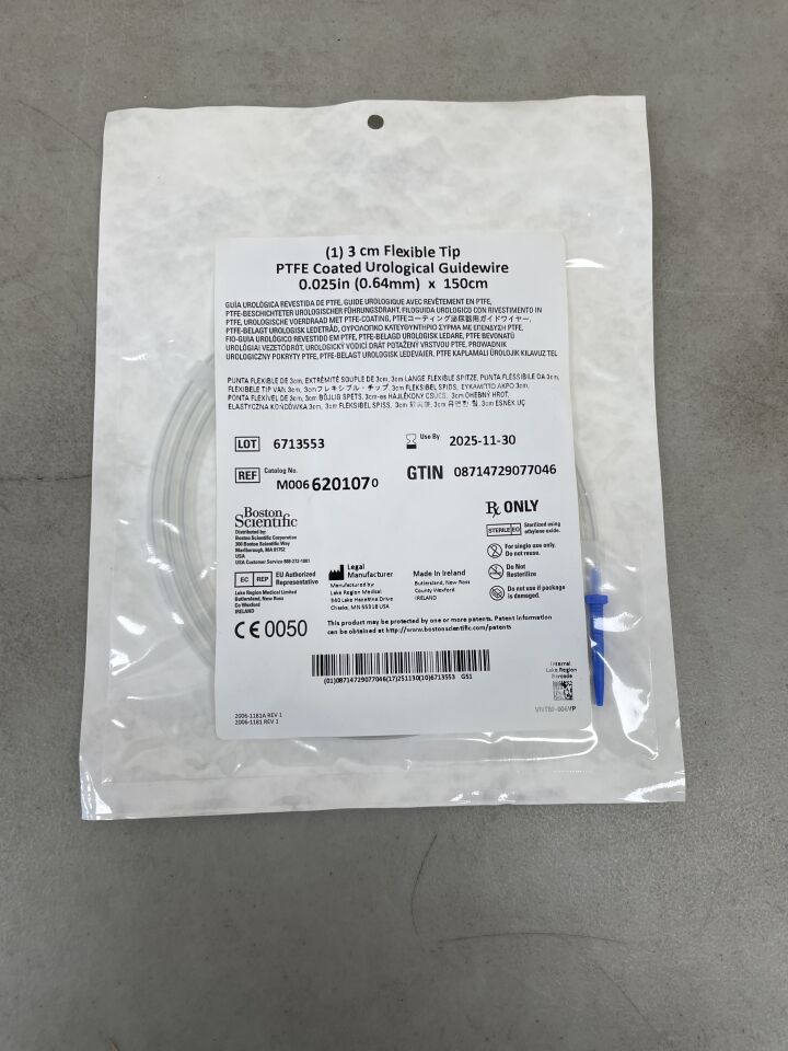 620107 - BOSTON SCIENTIFIC - PTFE Coated Urological Guidewire - Flexible Tip - .025" x 150cm, (EA) - ( Expiry Date: 2025-11-30 )