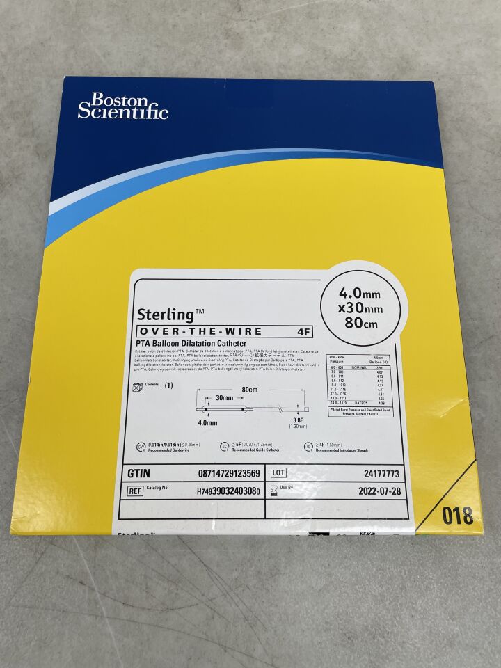 3903240308 - BOSTON SCIENTIFIC - Sterling OTW PTA Balloon Dilatation Catheter - 4.0mm x 30mm x 80cm, (BX/1) - ( Expiry Date: 2025-09-22 )