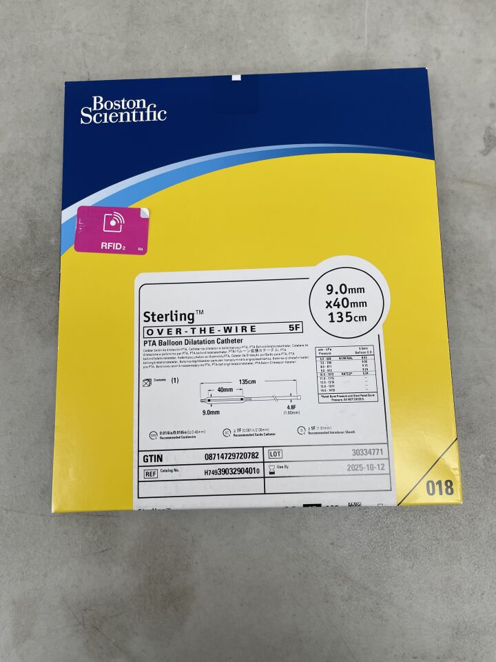 3903290401 - BOSTON SCIENTIFIC - Sterling OTW PTA Balloon Dilatation Catheter - 9.0mm x 40mm x 135cm, (BX/1) - ( Expiry Date: 2025-10-12 )