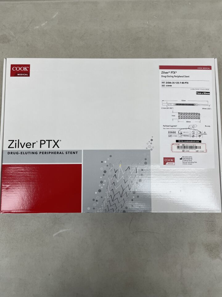 G38488 - COOK - Zilver PTX OTW Drug-Eluting Peripheral Stent (DES) 7mm x 80mm, 125cm, (BX/1) - ( Expiry Date: 2025-12-11 )