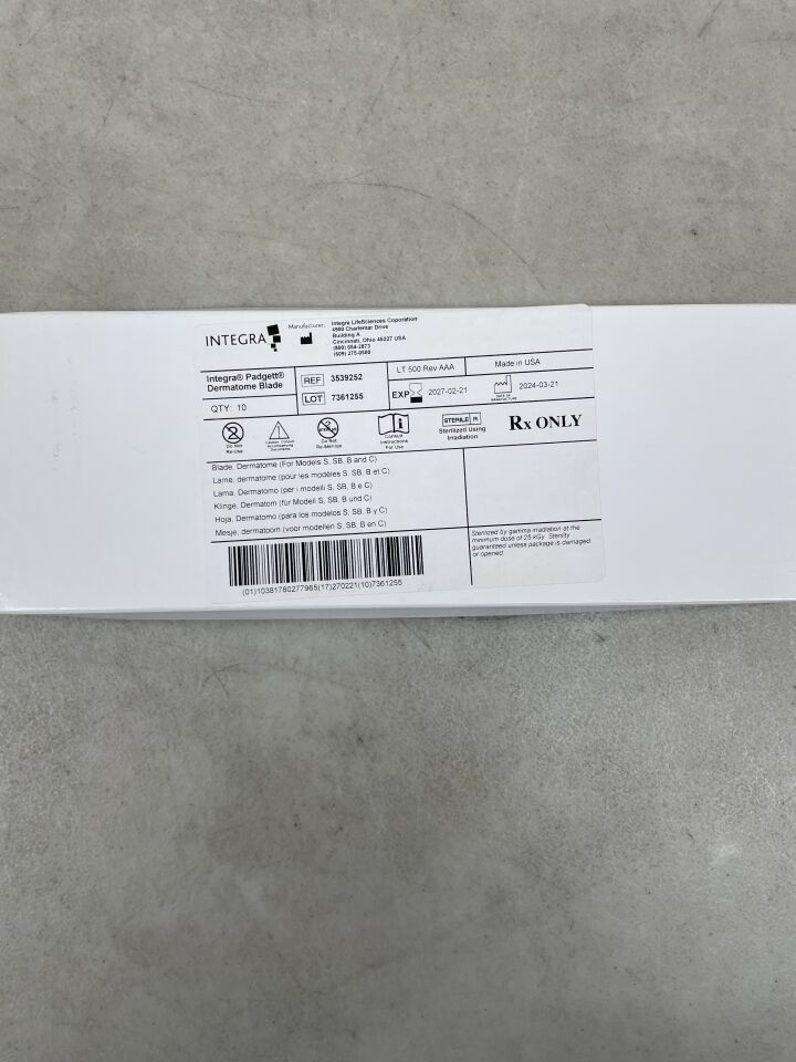 3539252  -  INTEGRA  -  Padgett Dermatome Blade , ( BX/10 )  -  ( Expiry Date : 2027-02-21 )