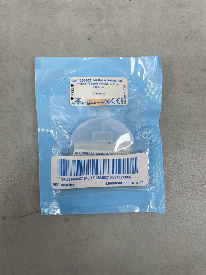 1056102  -  MEDTRONIC  -  tytan pediatric titanium ventilation tube, 0.76mm , ( EA )  -  ( Expiry Date : 2026-04-03 )