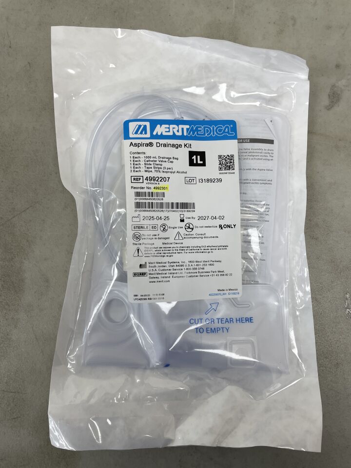 4992301 - MERIT MEDICAL - Aspira Pleural/Peritoneal Drainage Kit, 1L, (EA) - ( Expiry Date: 2027-04-02 )