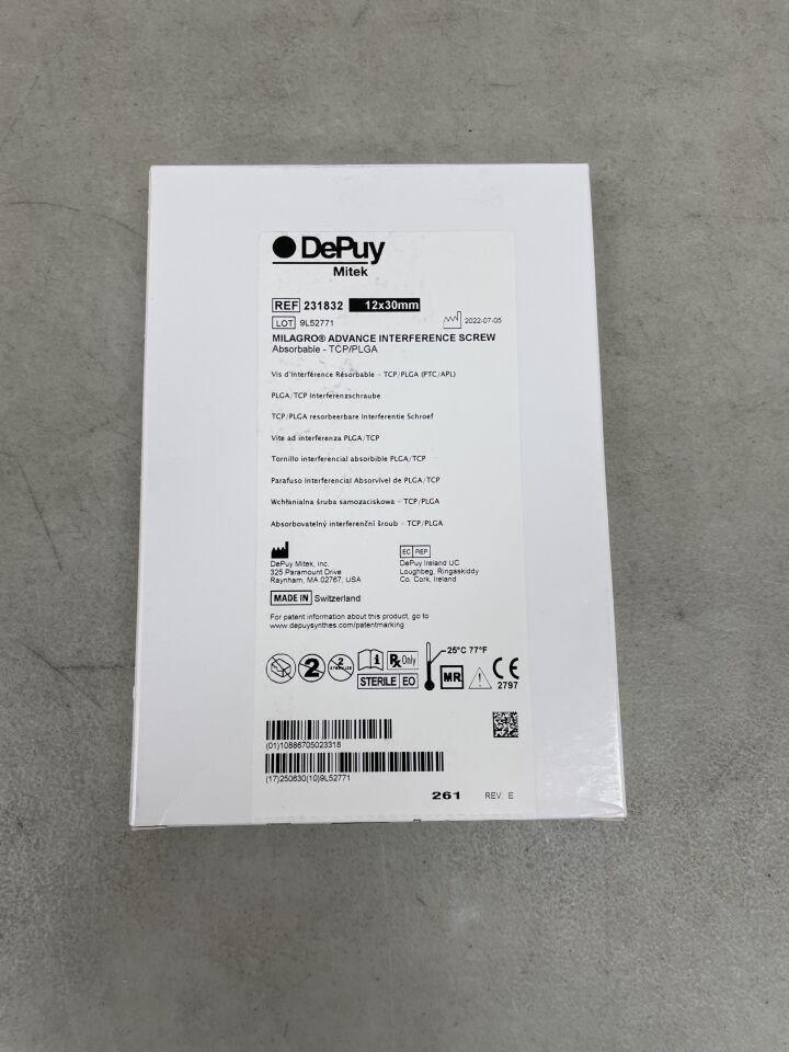 231832 - DEPUY - Milagro Advance Interference Screw 12 x 30mm, (BX/1) - ( Expiry Date: 2025-06-30 )
