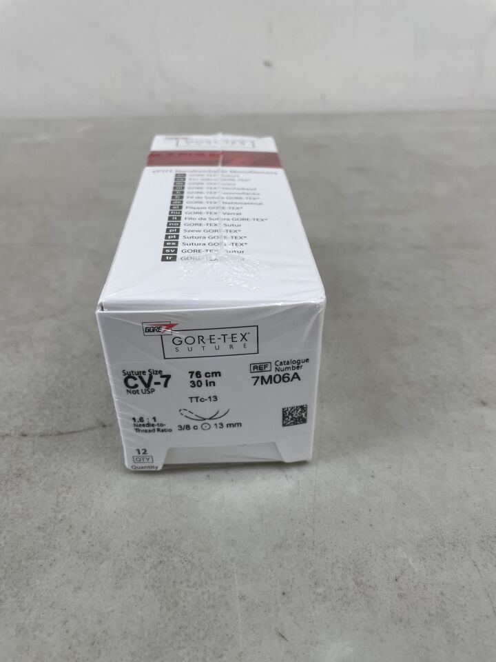 7M06A - GORE - Gore-Tex Non-Absorbable Monofilament ePTFE Suture, Size 6-0, 30 in. Thread Length, TTc-13 Needle, (BX/12) - ( Expiry Date: 2025-12-31 )