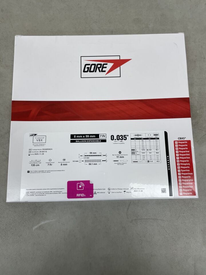 BXA085902A - GORE - Viabahn VBX Balloon Expandable Endoprosthesis 8mm x 59mm, 135cm, (BX/1) - ( Expiry Date: 2025-11-28 )