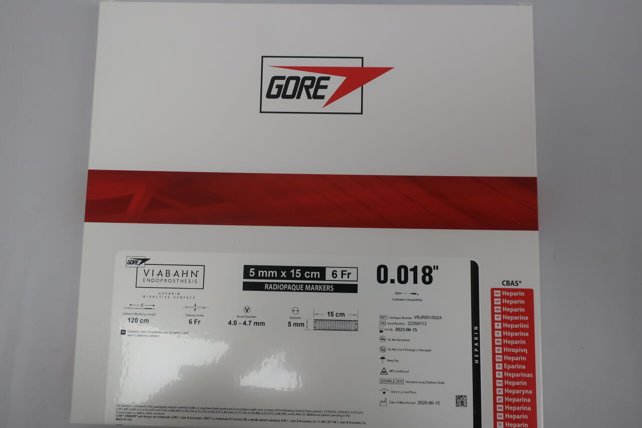 VBJR051502A - GORE - Viabahn Endoprosthesis with Heparin Bioactive Surface, 5 mm Labeled Diameter, 15 cm Length, (BX/1) - ( Expiry Date: 2025-11-06 )
