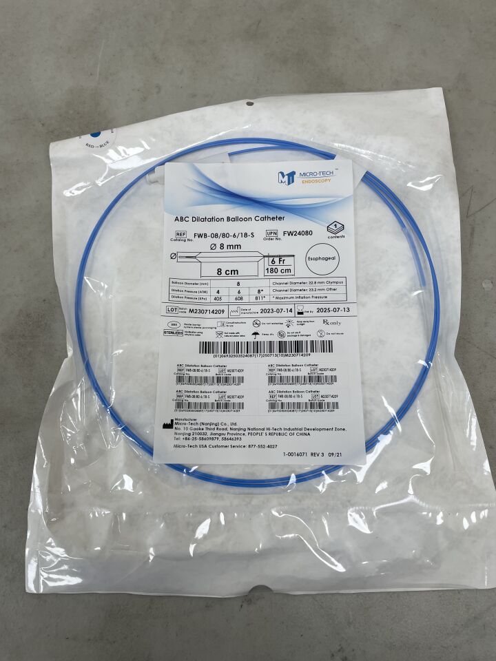 FWB-08/80-6/18-S - MICRO-TECH - ABC Dilatation Balloon Catheter, Fixed-Wire Esophageal 8mm x 8cm, 180cm (FW24080), (EA) - ( Expiry Date: 2025-07-13 )