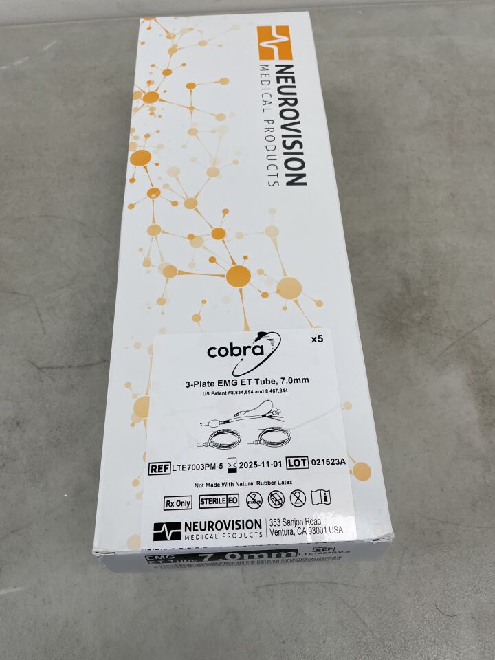 LTE7003PM-5 - NEUROVISION - Cobra 3-Plate EMG ET Tube & Two Subdermal Needles 7.0mm, (BX/5) - ( Expiry Date: 2025-11-01 )