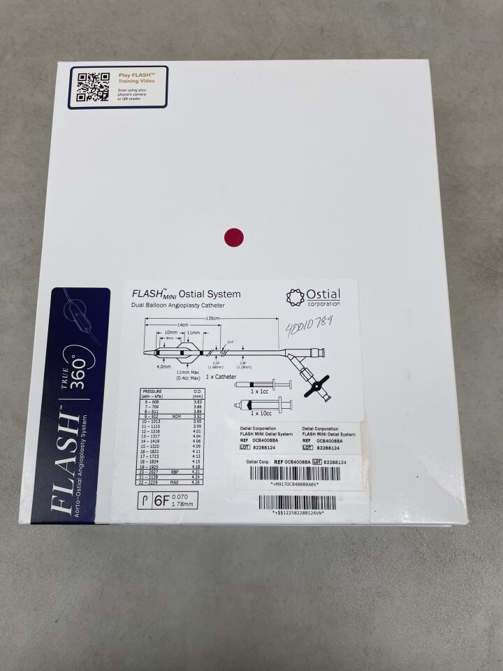 OCB4008BA - OSTIAL - Flash Dual Balloon Angioplasty Catheter, Coronary 4.0mm x 8mm x 135cm, (BX/1) - ( Expiry Date: 2025-12-31 )