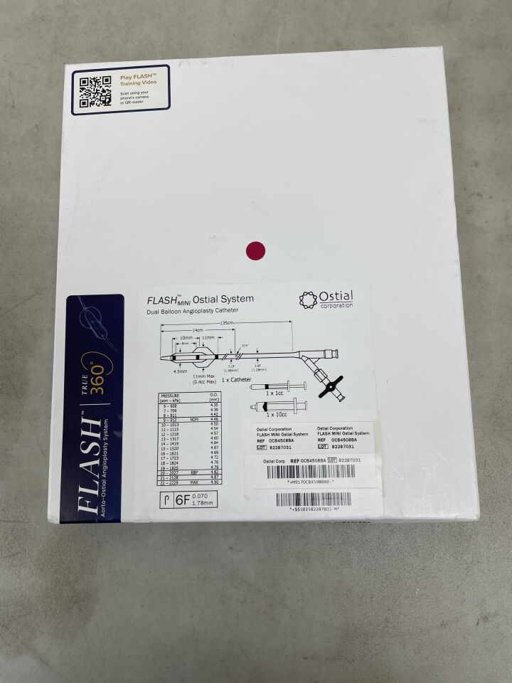 OCB4508BA - OSTIAL - Flash Dual Balloon Angioplasty Catheter, Coronary 4.5mm x 8mm, 135cm, (BX/1) - ( Expiry Date: 2025-10-31 )