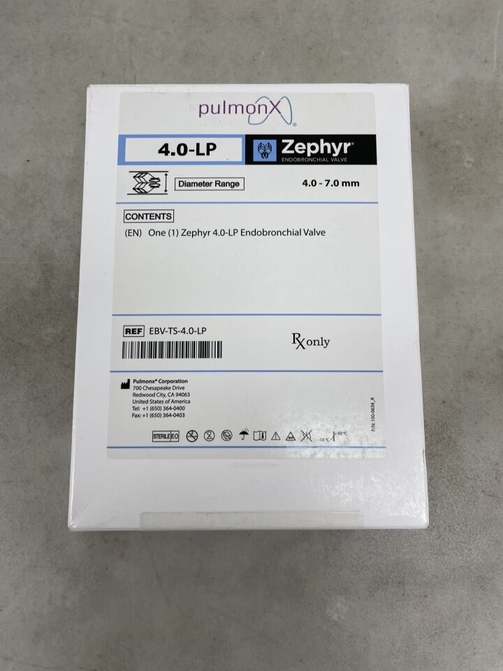 EBV-TS-4.0-LP - PULMONX - Zephyr 4.0-LP Endobronchial Valve 4.0-7.0mm , (BX/1) - ( Expiry Date: 2024-11-17 )