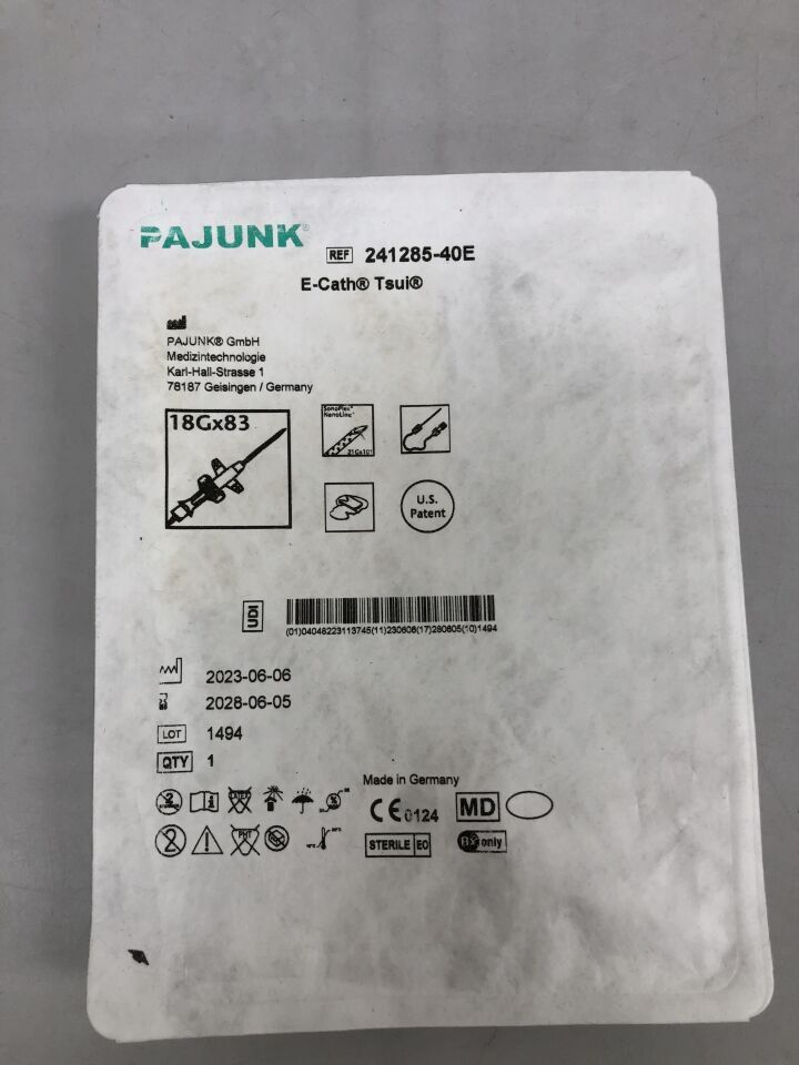 241285-40E - PAJUNK - E-Cath Sonoplex NanoLine, 18G X 83mm, (EA) - ( Expiry Date: 2028-06-05 )