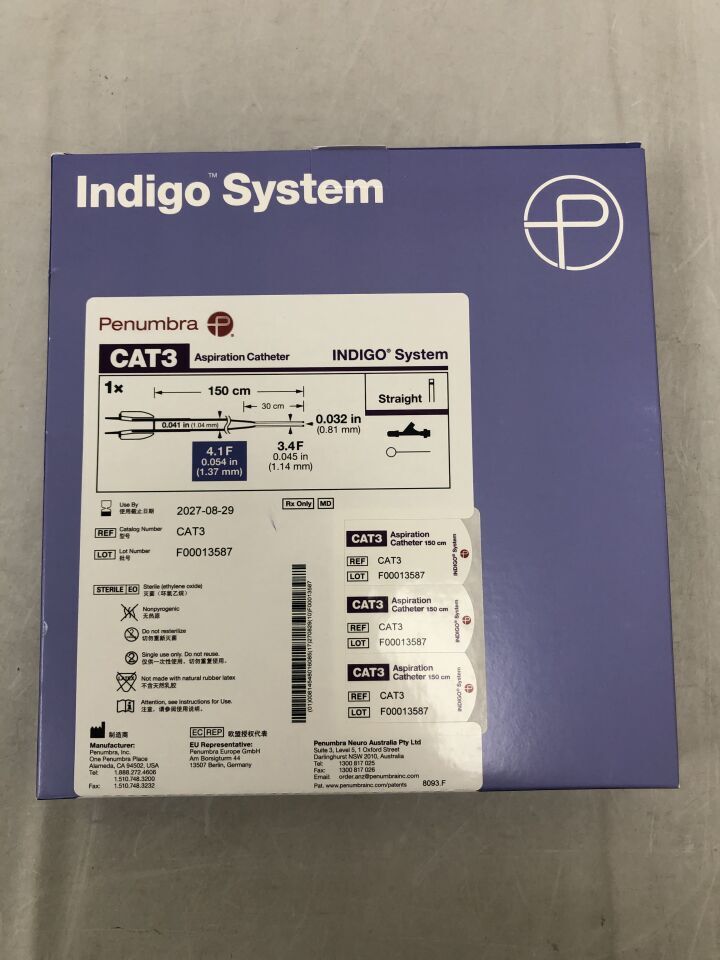 CAT3 - PENUMBRA - Indigo CAT3 Aspiration Catheter 150cm, (BX/1) - ( Expiry Date: 2027-08-29 )