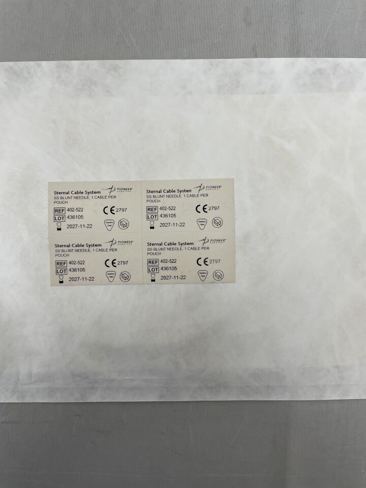 402-522 - PIONEER SURGICAL - Sternal Cable System SS Blunt Needle, 1 Cable Per Pouch, (EA) - ( Expiry Date: 2027-11-22 )