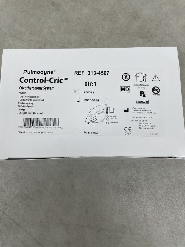 313-4567 - PULMODYNE - Control-Cric Cricothyrotomy System, (BX/1) - ( Expiry Date: 2030-03-29 )