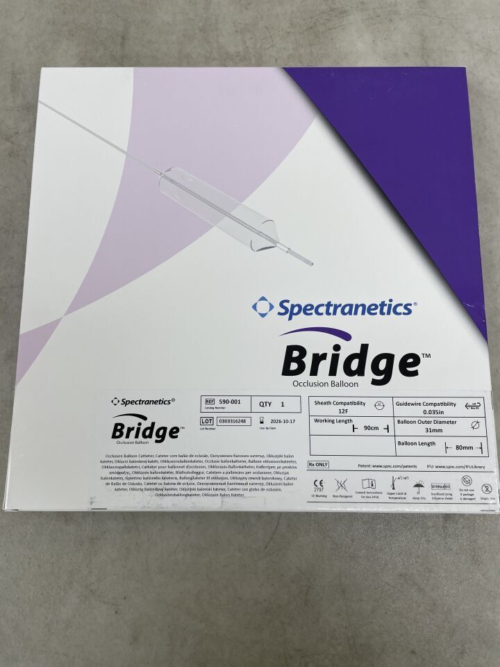 590-001 - SPECTRANETICS - Bridge Occlusion Balloon Catheter, 20 dia. x 80 mm Balloon Length, 4 mm OD x 90 cm Length, (BX/1) - ( Expiry Date: 2026-10-17 )