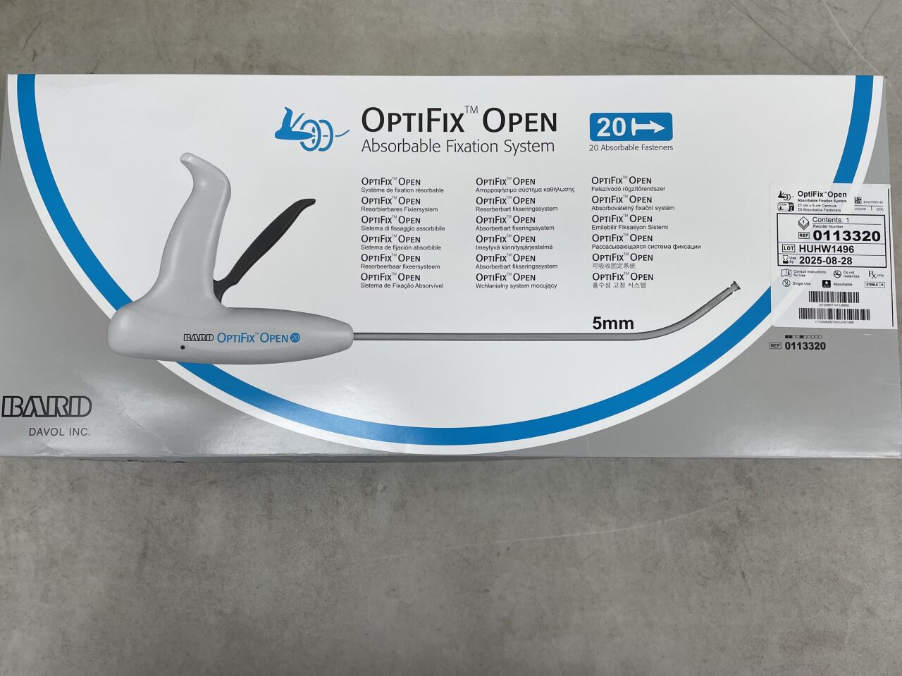 0113320 - BARD - OptiFix Open Absorbable Fixation System, 20 Fasteners, (BX/1) - ( Expiry Date: 2025-07-31 )