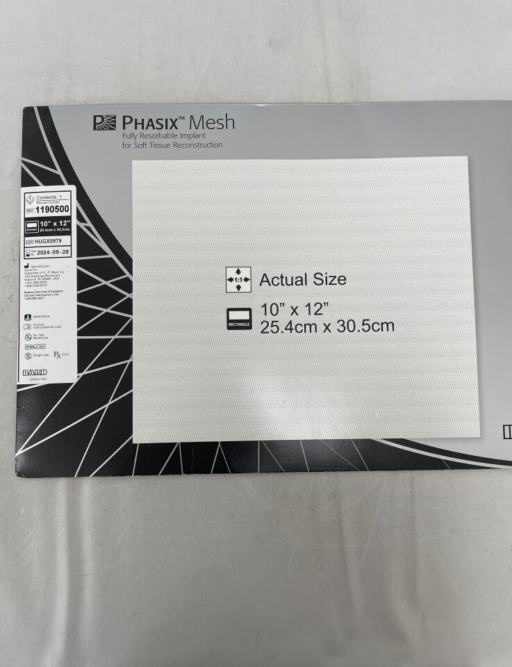 1190500 - BARD - Mesh Fully Resorbable Monofilament Scaffold 25.4cm x 30.5cm (10" x 12") Rectangle, (BX/1) - ( Expiry Date: 2025-07-31 )