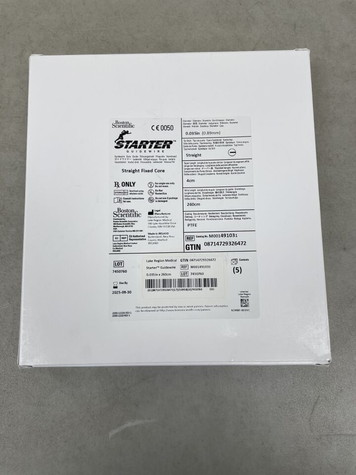 49103 - BOSTON SCIENTIFIC - Starter Guidewire Straight Fixed Core .035, (BX/5) - ( Expiry Date: 2025-08-28 )
