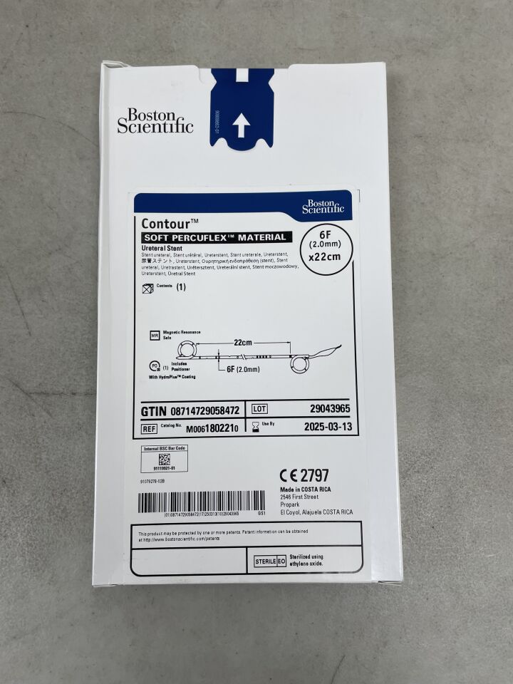 180221 - BOSTON SCIENTIFIC - Contour Ureteral Stent - Soft Percuflex Material - 6Fr x 22cm, (BX/1) - ( Expiry Date: 2025-12-28 )