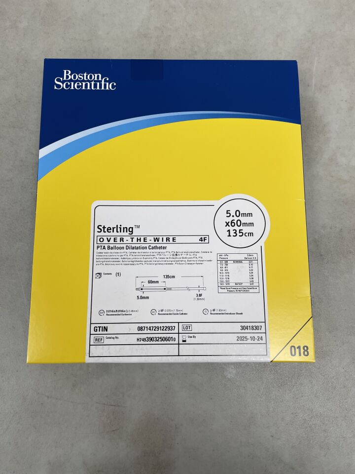 3903250601 - BOSTON SCIENTIFIC - Sterling OTW PTA Balloon Dilatation Catheter - 5.0mm x 60mm x 135cm, (BX/1) - ( Expiry Date: 2024-09-23 )