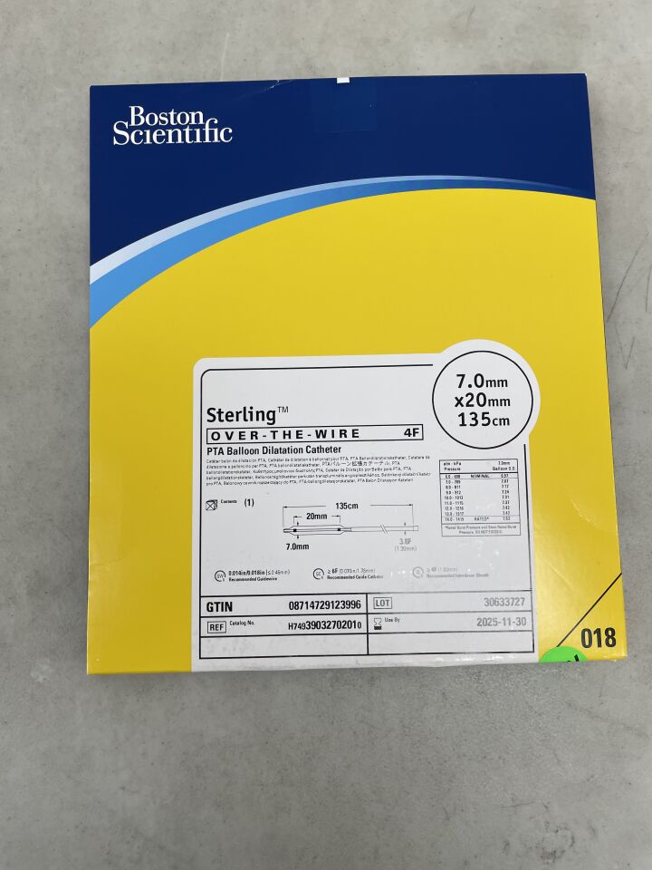 3903270201 - BOSTON SCIENTIFIC - Sterling OTW PTA Balloon Dilatation Catheter - 7.0mm x 20mm x 135cm, (BX/1) - ( Expiry Date: 2025-09-29 )