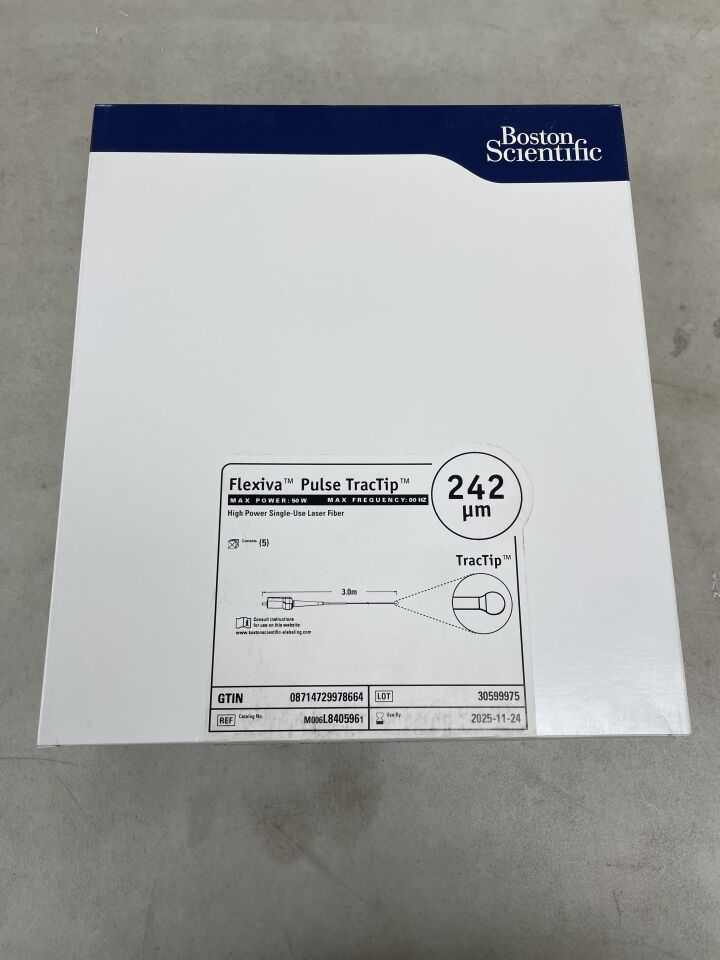 L840596 - BOSTON SCIENTIFIC - Flexiva Pulse TracTip High Power Laser Fiber, Max Power 50W, Max Frequency 80HZ, 242 µm, (BX/1) - ( Expiry Date: 2025-11-30 )